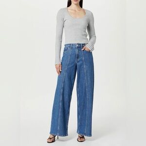 NWT The Drop Frida Classic Blue Wide Leg Flare Jeans